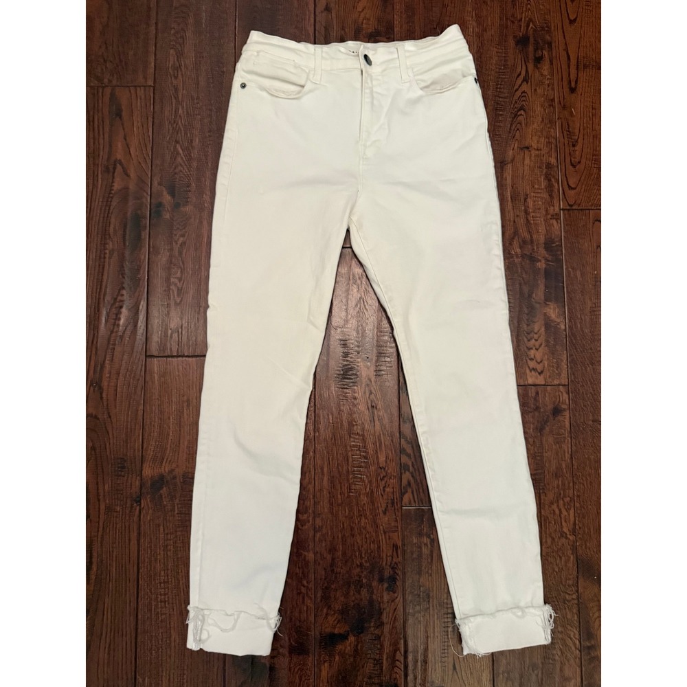FRAME Le High Skinny Jeans Women's 29 White Blanc Raw Hem Stretch Denim